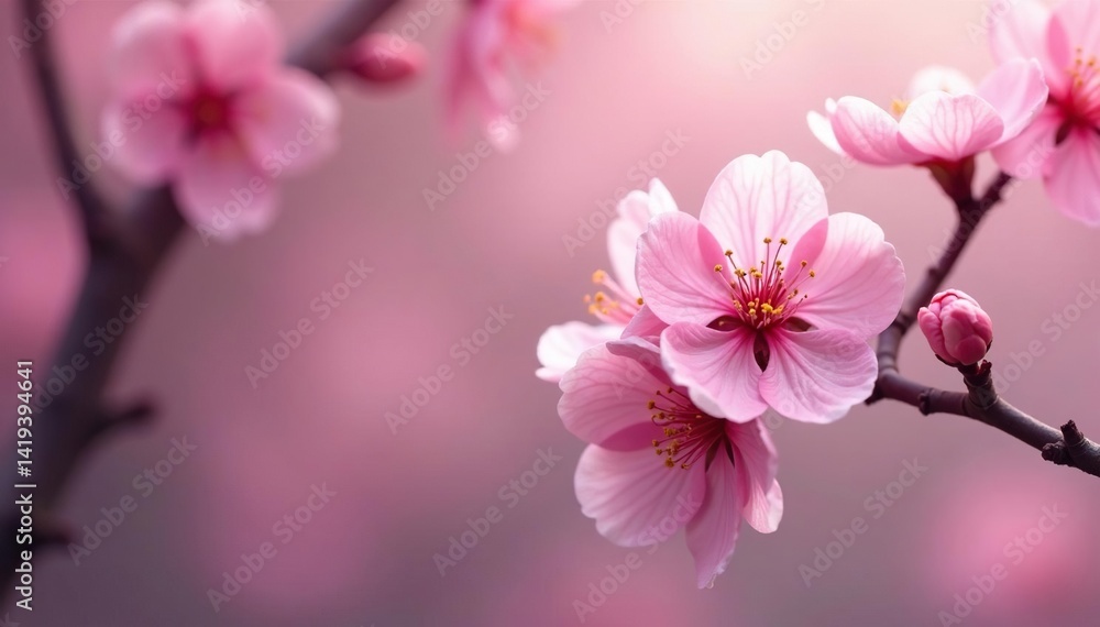 custom made wallpaper toronto digitalDelicate pink sakura blossoms, intricate branch pattern, nature illustration, japanese illustration