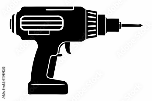 power drill silhouette line art vector illustration