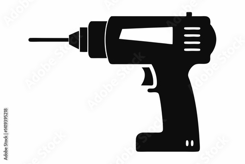 power drill silhouette line art vector illustration