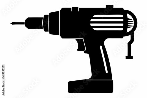 power drill silhouette line art vector illustration