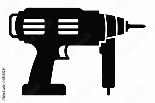 power drill silhouette line art vector illustration