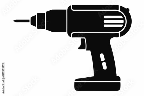 power drill silhouette line art vector illustration