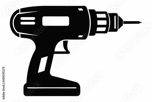 power drill silhouette line art vector illustration