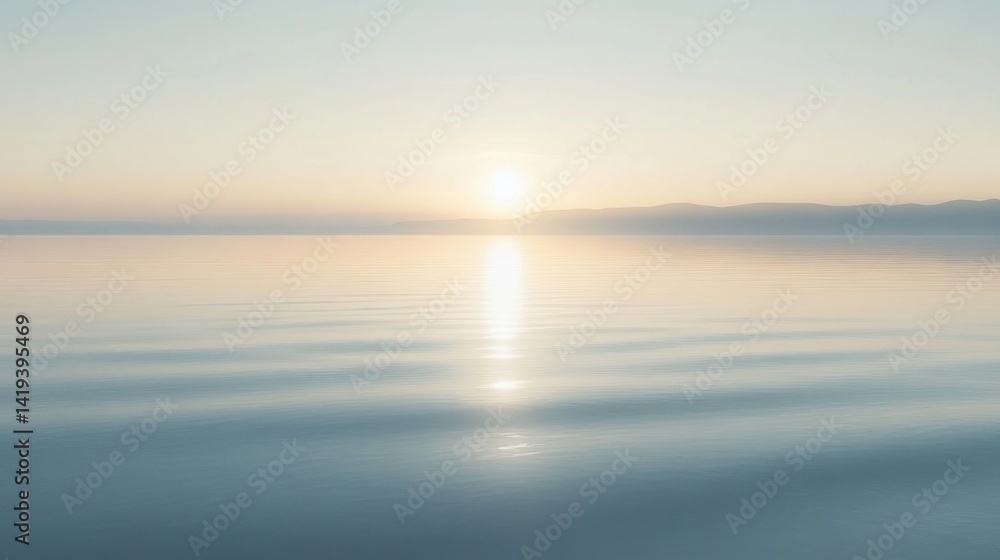 custom made wallpaper toronto digitalPeaceful sunrise over a calm lake, bathed in pale light.