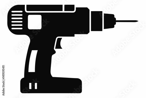 power drill silhouette line art vector illustration