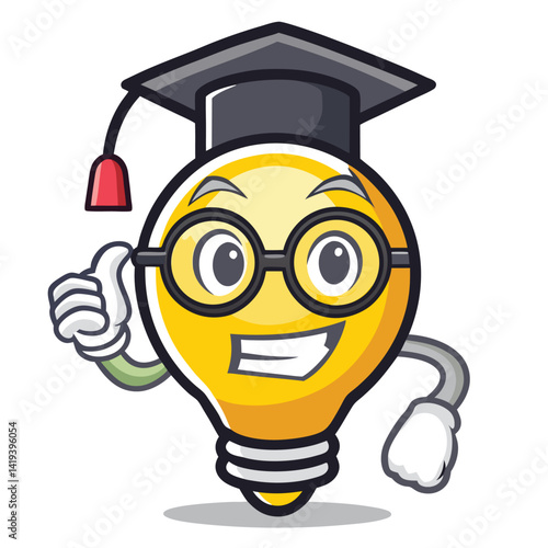 A mascot logo featuring an anthropomorphic lightbulb character with a friendly smile and wearing a graduation cap, representing a bright and educational platform