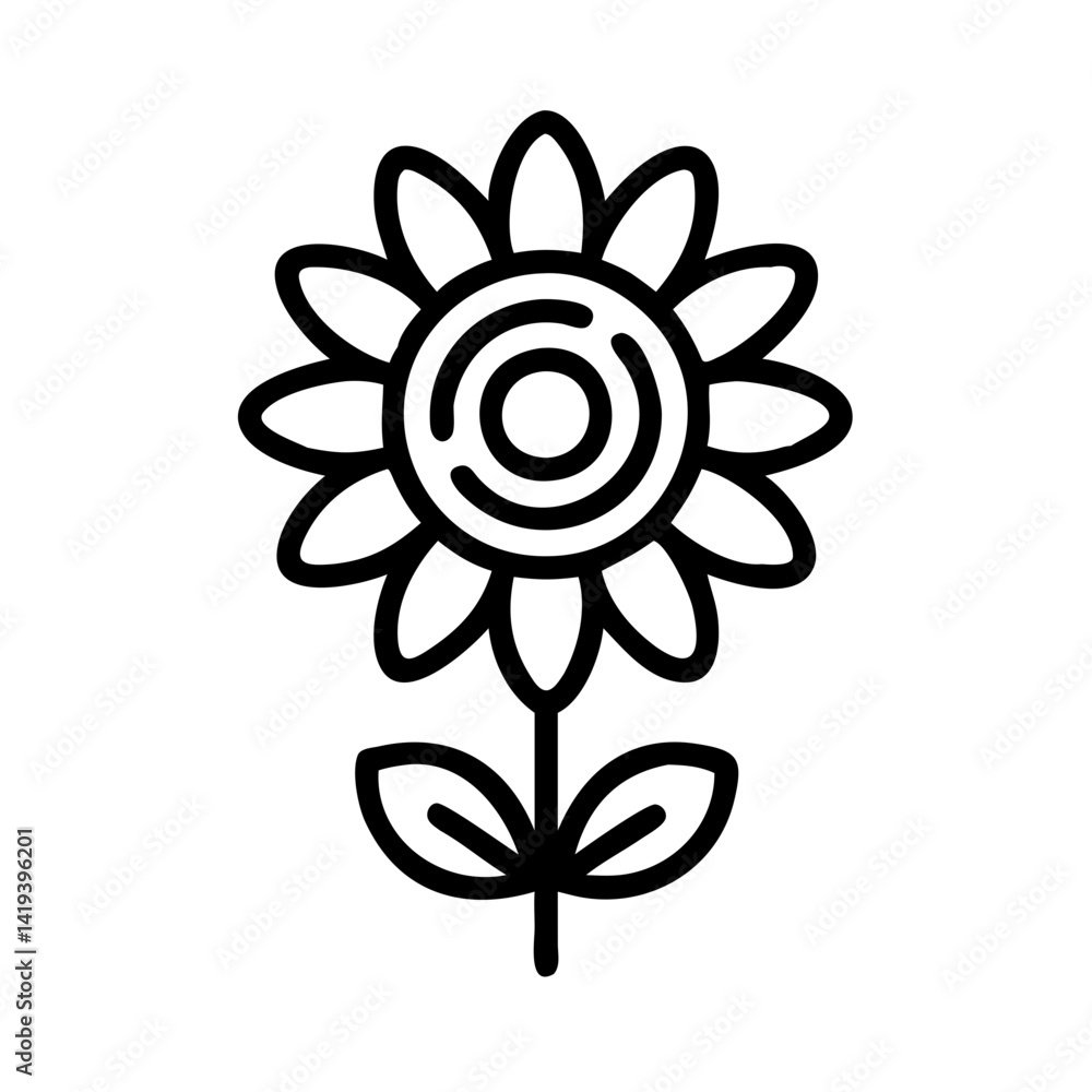 Sunflower drawing vector illustration, floral design element for spring and summer projects icon Sunflower drawing vector illustration, floral design element for spring and summer projects icon