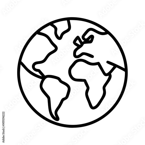 World globe outline icon vector illustration, earth planet map, geography travel global concept