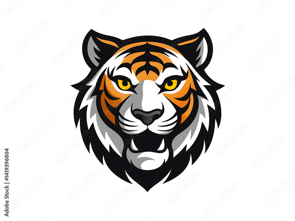 Fototapeta premium flat and minimal Tiger head logo icon design of black silhouette vector illustration isolated on white background