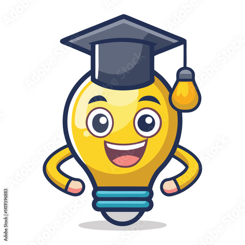 A mascot logo featuring an anthropomorphic lightbulb character with a friendly smile and wearing a graduation cap, representing a bright and educational platform