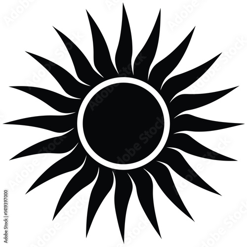 Sun Logo Icon Silhouette Vector Style
