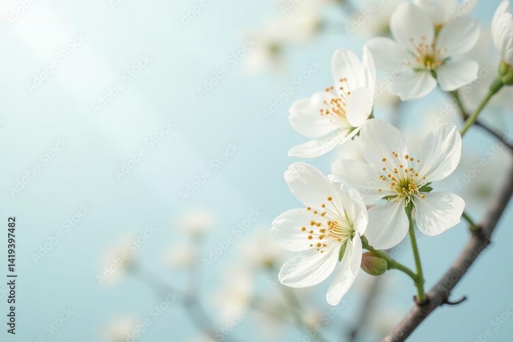 Delicate white blossoms against a pristine backdrop , plant, minimalist, detail Delicate white blossoms against a pristine backdrop , plant, minimalist, detail