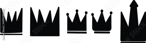 Crown icons set.Set of crowns,Crowns vector illustration,King, queen tiara, Royal crown black silhouettes - stock vector