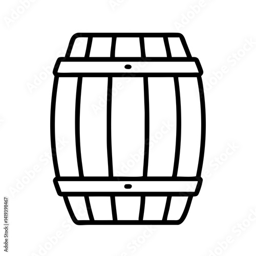 Illustration of a wooden barrel cask for wine beer whiskey storage cellar and aging process