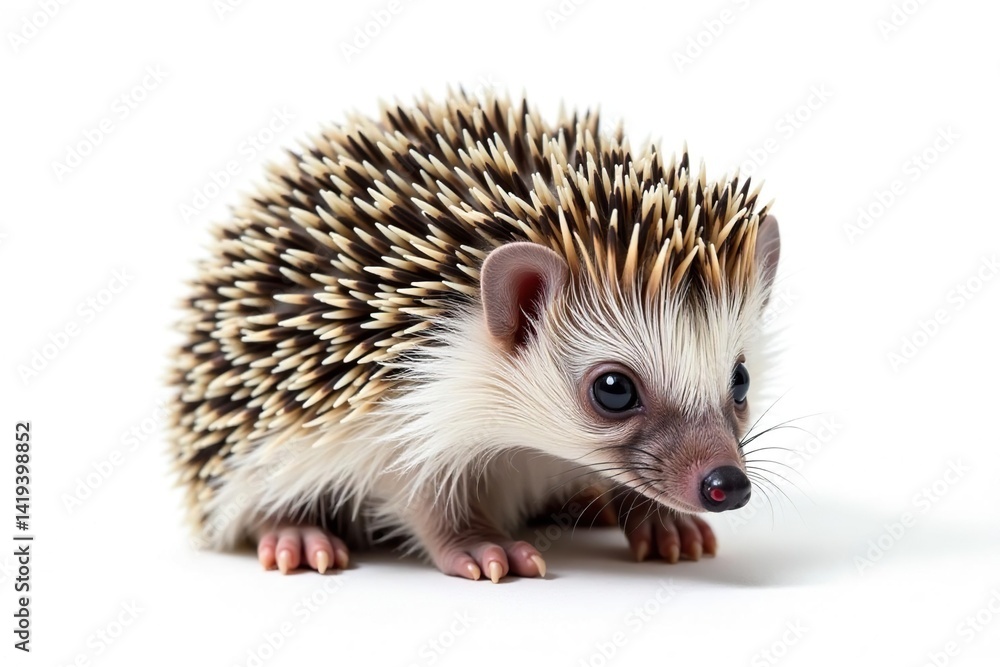 Tiny hedgehog isolated on pure white background, curled in a ball , resting, element Tiny hedgehog isolated on pure white background, curled in a ball , resting, element