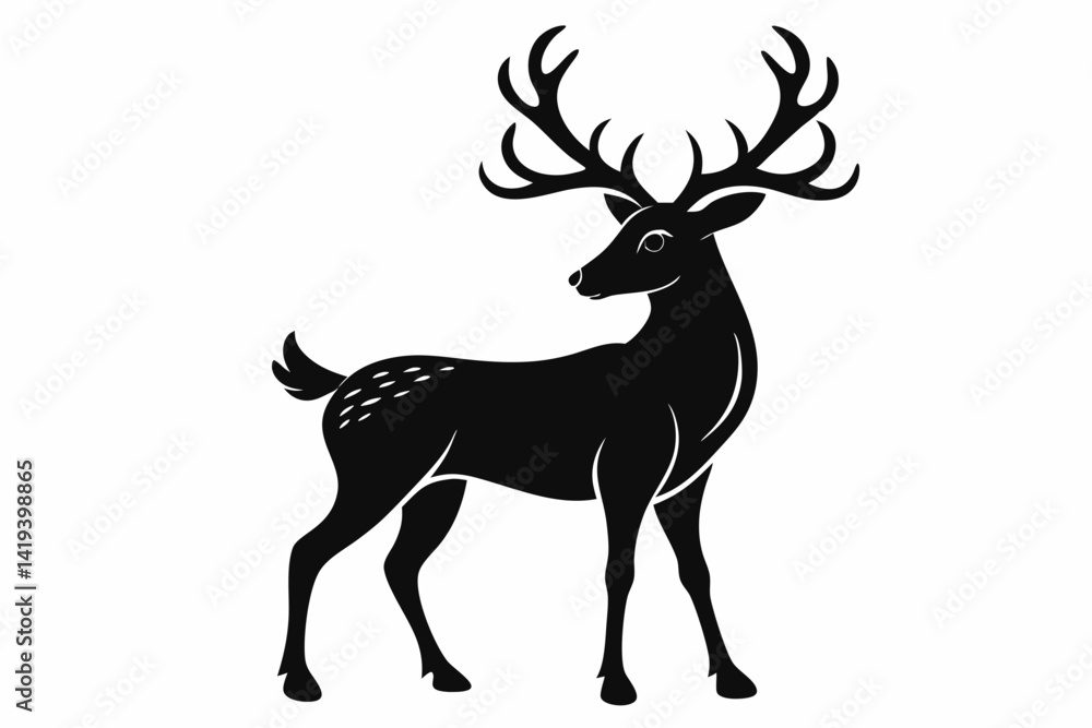 Fototapeta premium reindeer silhouette line art vector illustration