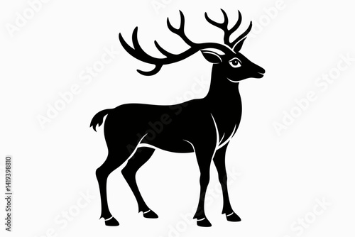 reindeer silhouette line art vector illustration