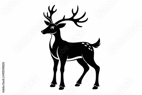reindeer silhouette line art vector illustration