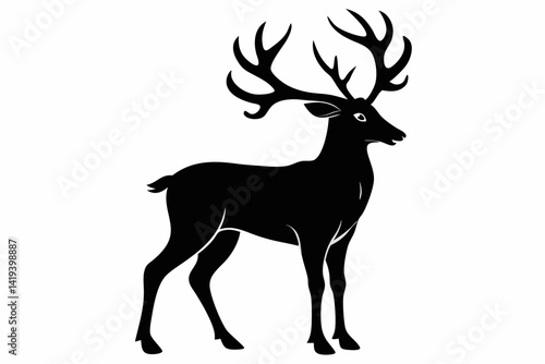 reindeer silhouette line art vector illustration