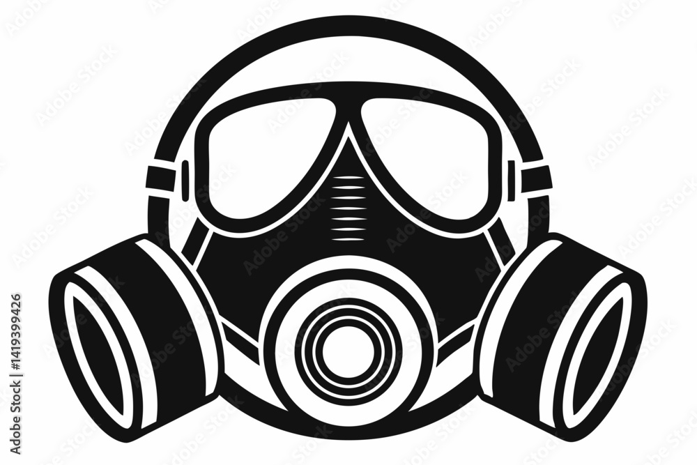 respirator silhouette line art vector illustration respirator silhouette line art vector illustration