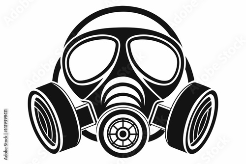 respirator silhouette line art vector illustration