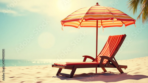 Umbrella shadows. Patterned shadows cast by a beach umbrella on a chaise lounge. A summer beach with a lounge chair.
