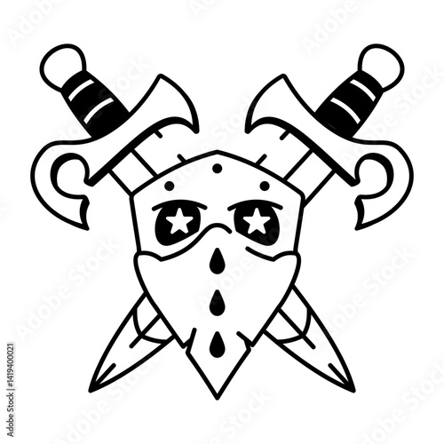 A hand drawn style icon of bandit mask tattoo