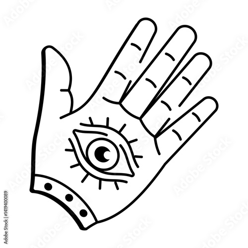 A doodle style icon of mystic hand tattoo