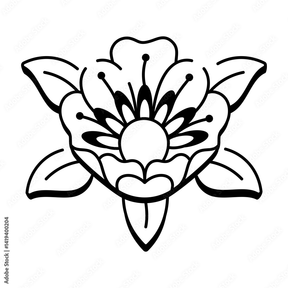 Fototapeta premium A glyph style icon of flower tattoo 