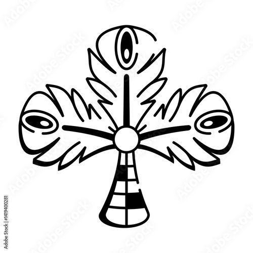 A doodle style icon of maat feather tattoo
