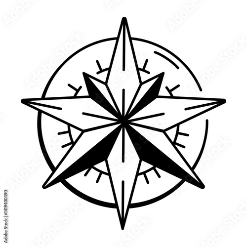 A hand drawn style icon of nautical star tattoo
