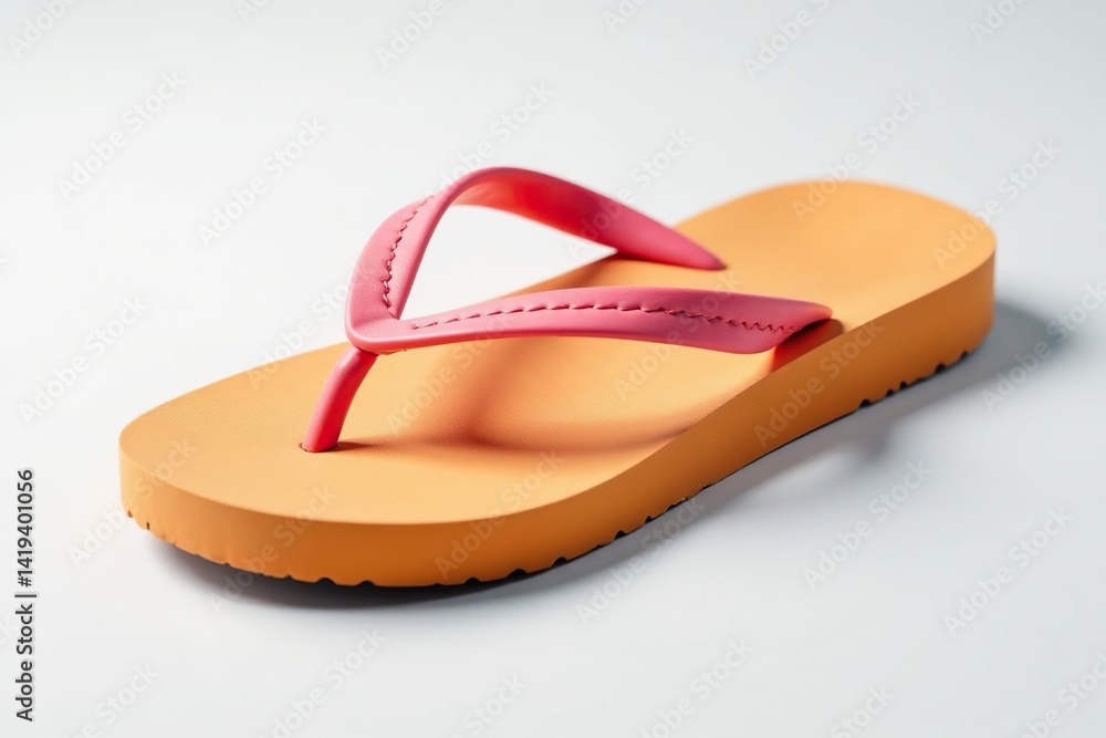 Side view of a solitary flip-flop, cleanly isolated against a pure white backdrop , sole, photography Side view of a solitary flip-flop, cleanly isolated against a pure white backdrop , sole, photography