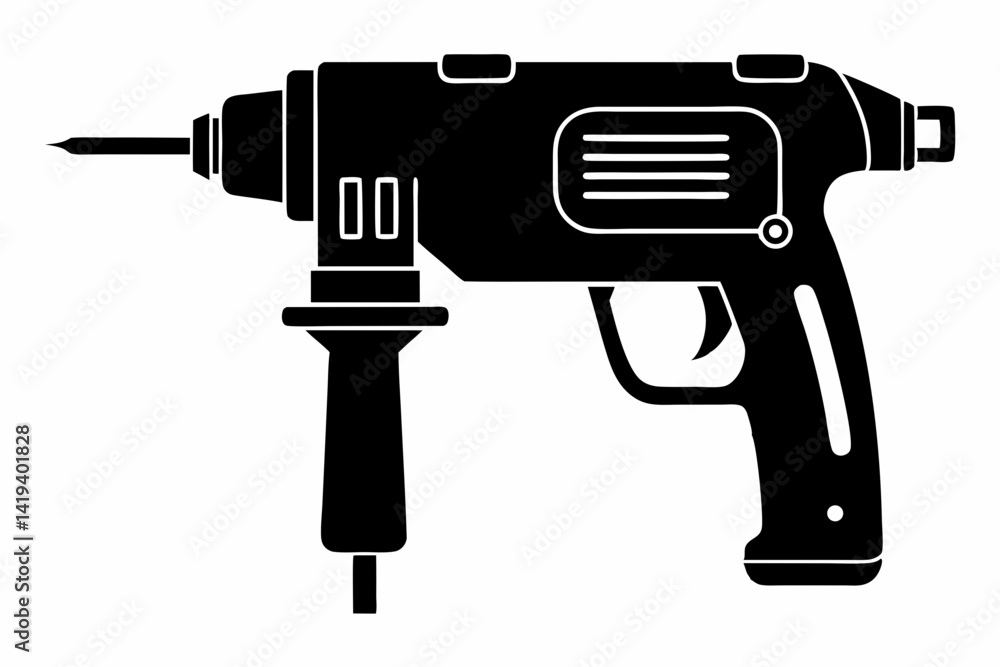 rotary hammer silhouette line art vector illustration rotary hammer silhouette line art vector illustration