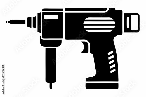 rotary hammer silhouette line art vector illustration