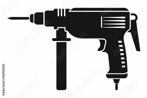 rotary hammer silhouette line art vector illustration