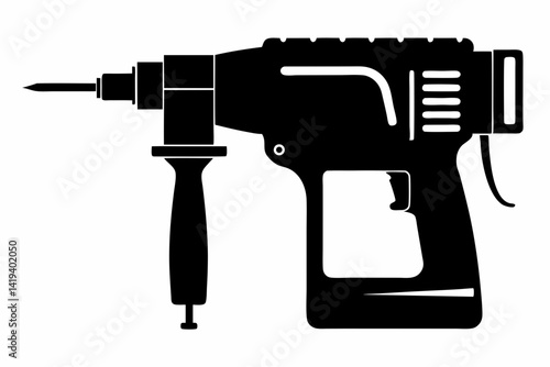 rotary hammer silhouette line art vector illustration