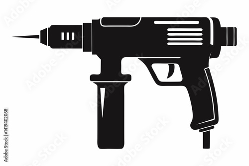 rotary hammer silhouette line art vector illustration