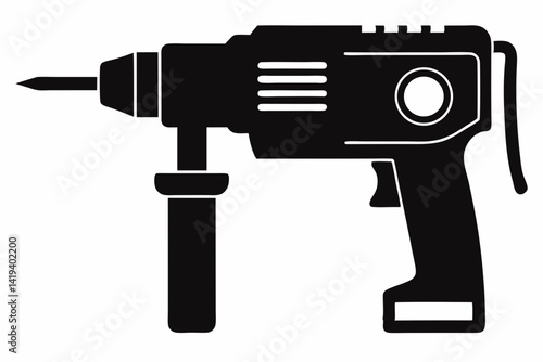 rotary hammer silhouette line art vector illustration