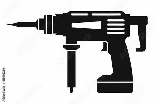 rotary hammer silhouette line art vector illustration