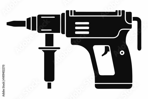 rotary hammer silhouette line art vector illustration