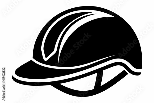safety helmet silhouette line art vector illustration