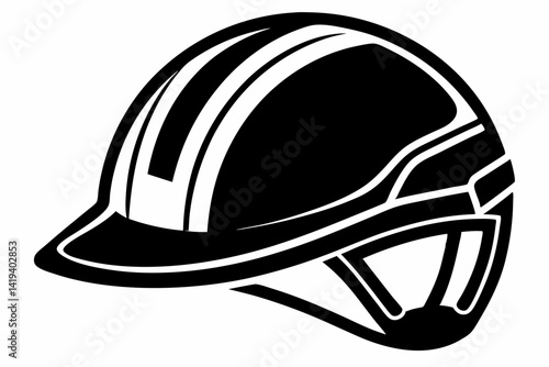 safety helmet silhouette line art vector illustration