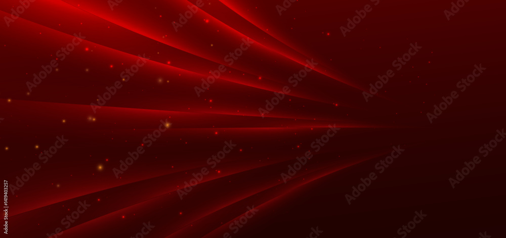 Obraz premium Luxury red background with glowing curve ray elegant. Template award concept.