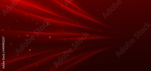Luxury red background with glowing curve ray elegant. Template award concept.