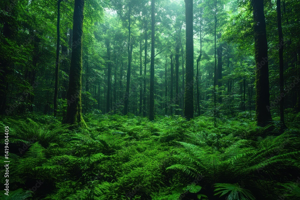 Fototapeta premium Lush, verdant forest floor