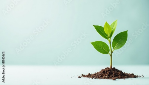 Wallpaper Mural Small tree sprout, slender stem, bright leaves on blank background , environment, tree sapling, flora Torontodigital.ca