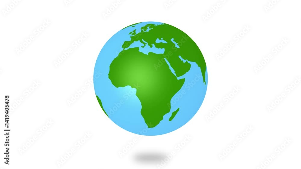Green Earth globe 3d rotating effect on white background Green Earth globe 3d rotating effect on white background