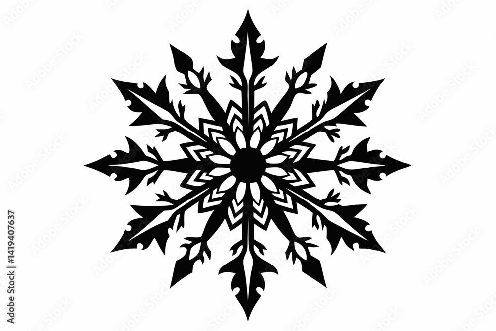 Fototapeta premium snowflake silhouette line art vector illustration