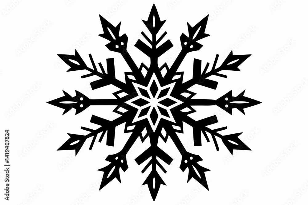 snowflake silhouette line art vector illustration snowflake silhouette line art vector illustration