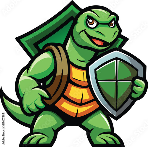 Mascot logo of a wise and thoughtful cartoon turtle wearing a graduation cap, representing knowledge and longevity for an educational institution